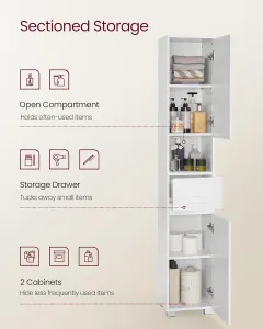 VASAGLE Kúpeľňová skrinka so zásuvkou biela