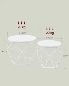 SONGMICS Sada 2 ks odkládacích stolků Vasagle Elezi bílá