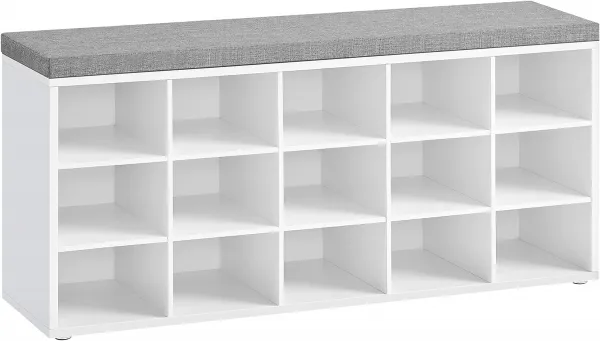VASAGLE Skrinka na topánky s lavicou 105 cm biela