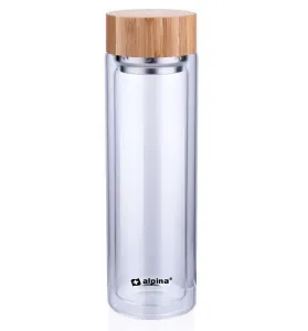 Sklenená fľaša s dvojitou stenou a sitkom, 450 ml