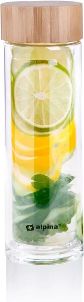 Sklenená fľaša s dvojitou stenou a sitkom, 450 ml