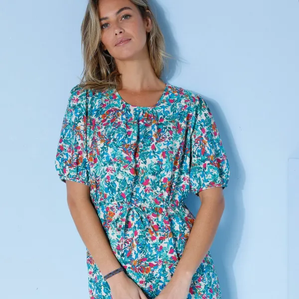 Rovné šaty s potlačou z recyklovaného polyesteru