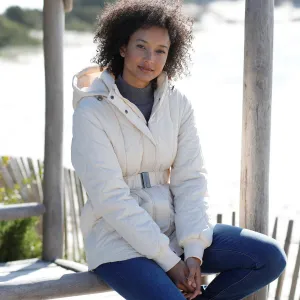 Prešívaná polodlhá parka s opaskom