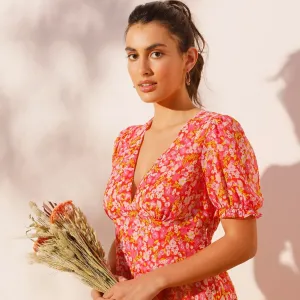 Dlhé voálové šaty s potlačou, recyklovaný polyester