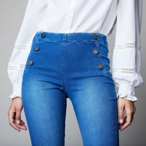 Bootcut strečové džegíny s efektom plochého brucha