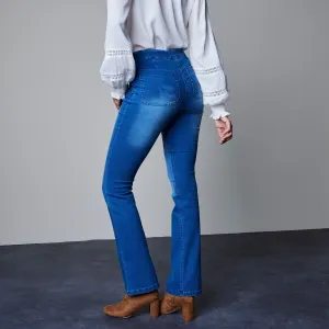Bootcut strečové džegíny s efektom plochého brucha