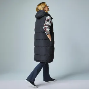 Dlhá bunda na zips a s kapucňou, bez rukávov