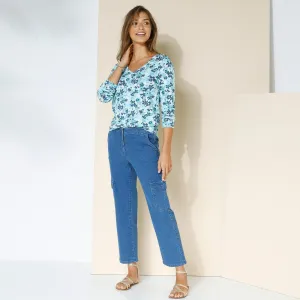 7/8 cargo nohavice zo strečového denimu