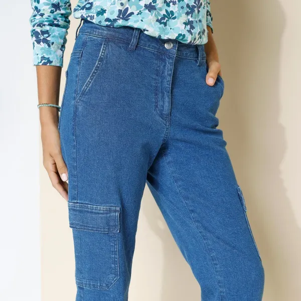 7/8 cargo nohavice zo strečového denimu