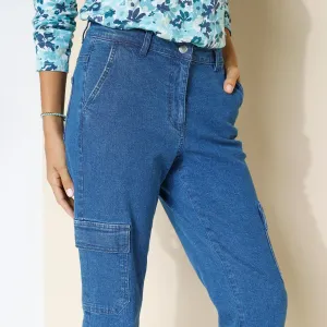 7/8 cargo nohavice zo strečového denimu