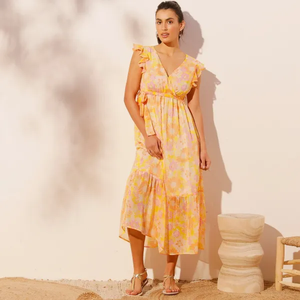 Dlhé šaty s potlačou z recyklovaného polyesteru