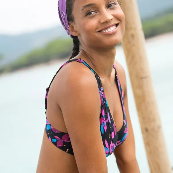 Plavková podprsenka bralette Lokia s potlačou a flexi kosticami