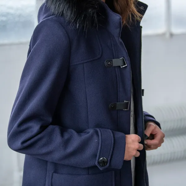 Jednofarebný kabát duffle-coat s kapucňou