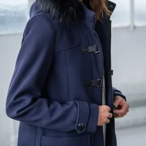 Jednofarebný kabát duffle-coat s kapucňou