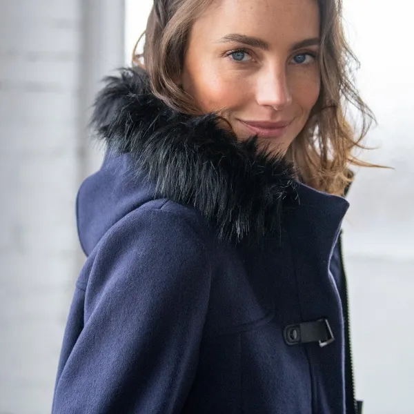 Jednofarebný kabát duffle-coat s kapucňou