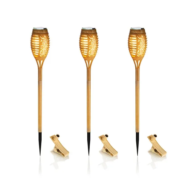 Solárna pochodeň Bamboo Flame, 3 ks