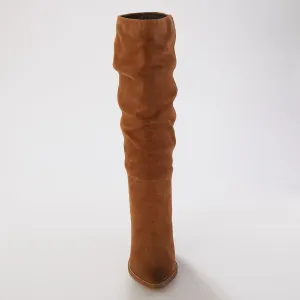 Kožené vysoké čižmy na podpätku