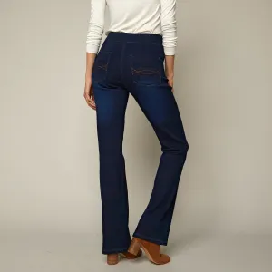 Strečové bootcut džegíny, pre vyššiu postavu