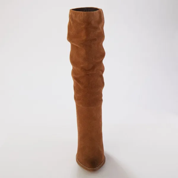Kožené vysoké čižmy na podpätku