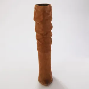 Kožené vysoké čižmy na podpätku