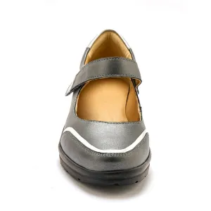 PEDICONFORT Kožené poltopánky s metalickými detailmi a zapínaním na suchý zips