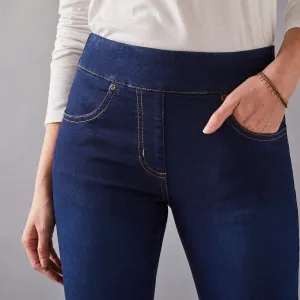 Strečové bootcut džegíny pre nižšiu postavu