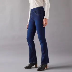 Strečové bootcut džegíny pre nižšiu postavu