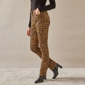 Úzke dlhé nohavice, leopardia potlač