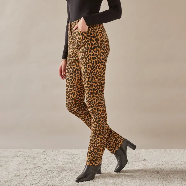 Úzke dlhé nohavice, leopardia potlač