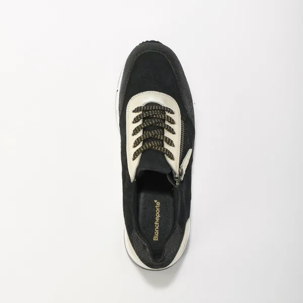 Sneakers so šnúrkami a zipsom, koža