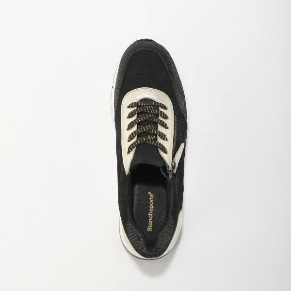 Sneakers so šnúrkami a zipsom, koža