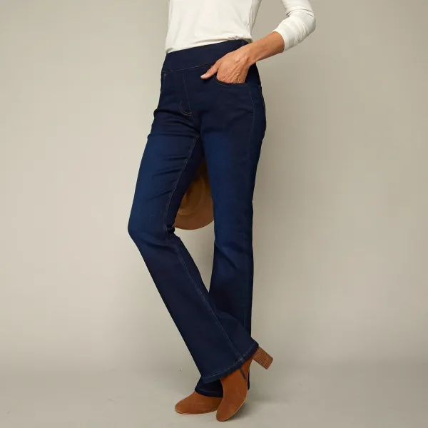 Strečové bootcut džegíny, pre vyššiu postavu