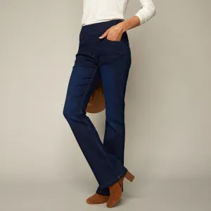 Strečové bootcut džegíny, pre vyššiu postavu