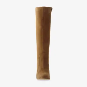 Čižmy na podpätku, kožená useň