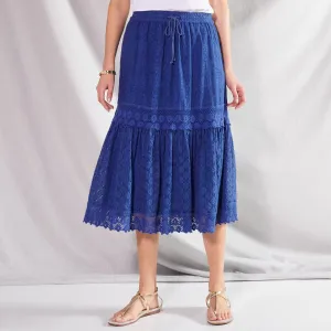 Čipkovaná midi sukňa s macramé