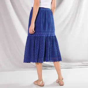 Čipkovaná midi sukňa s macramé