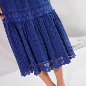 Čipkovaná midi sukňa s macramé