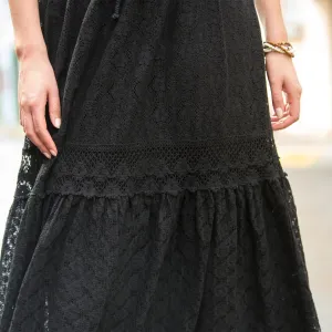 Čipkovaná midi sukňa s macramé