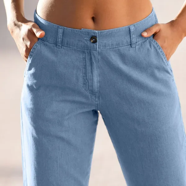 Chino nohavice z tenkého denimu s pružným pásom