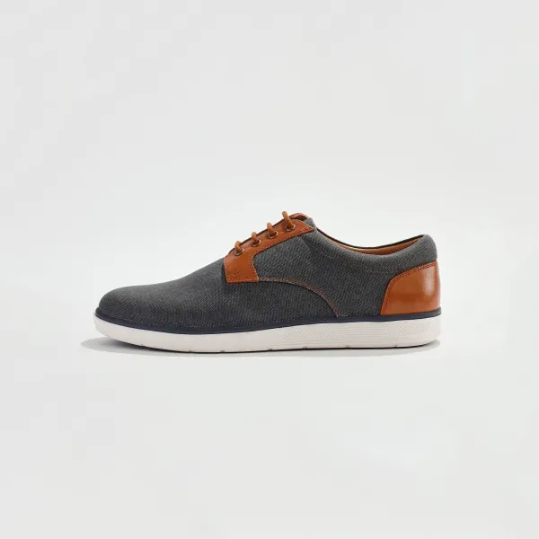 Derbies z 2 materiálov plátno/koža