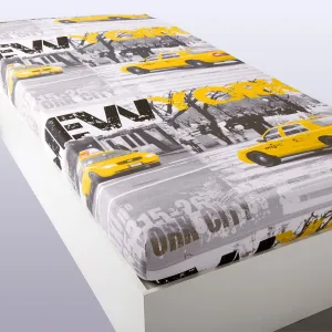 Posteľná bielizeň pre teenagerov z polycotonu s potlačou Taxi
