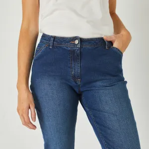 Džínsy mom, strečový denim