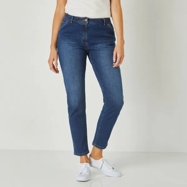 Džínsy mom, strečový denim