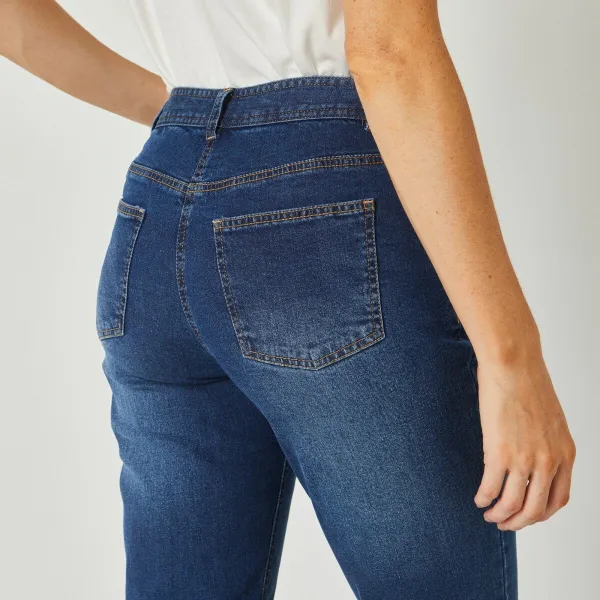 Džínsy mom, strečový denim