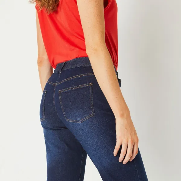 Džínsy mom, strečový denim