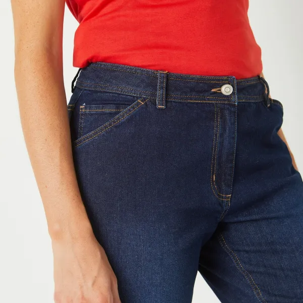 Džínsy mom, strečový denim