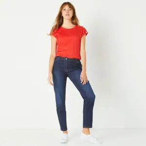 Džínsy mom, strečový denim