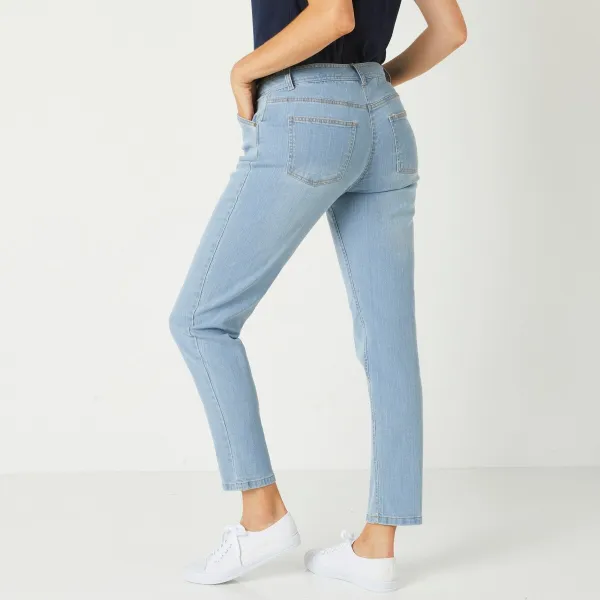 Džínsy mom, strečový denim