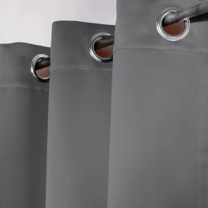 Zatemňovací lesklý záves zakončený očkami, jednofarebný