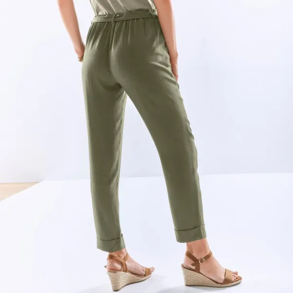 Splývavé 7/8 nohavice s opaskom